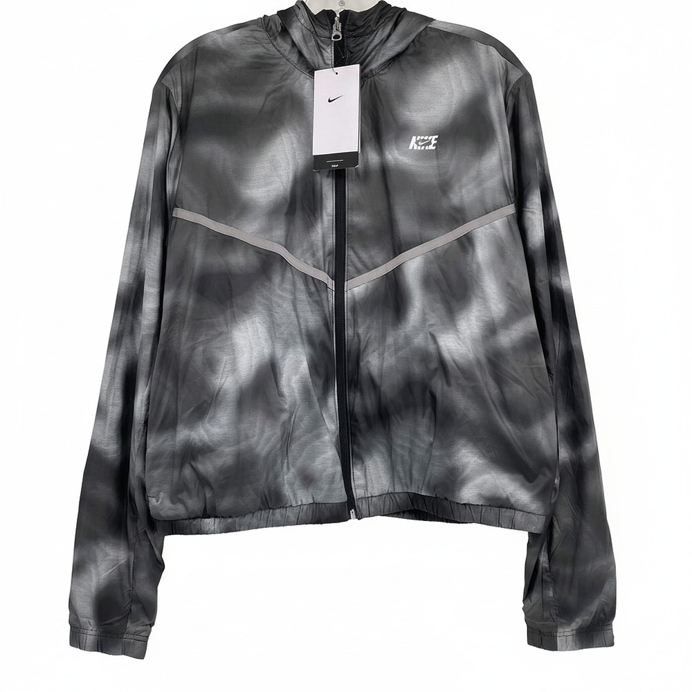 Nike Gray Black Patterned Zip-Up Jacket | Womens M